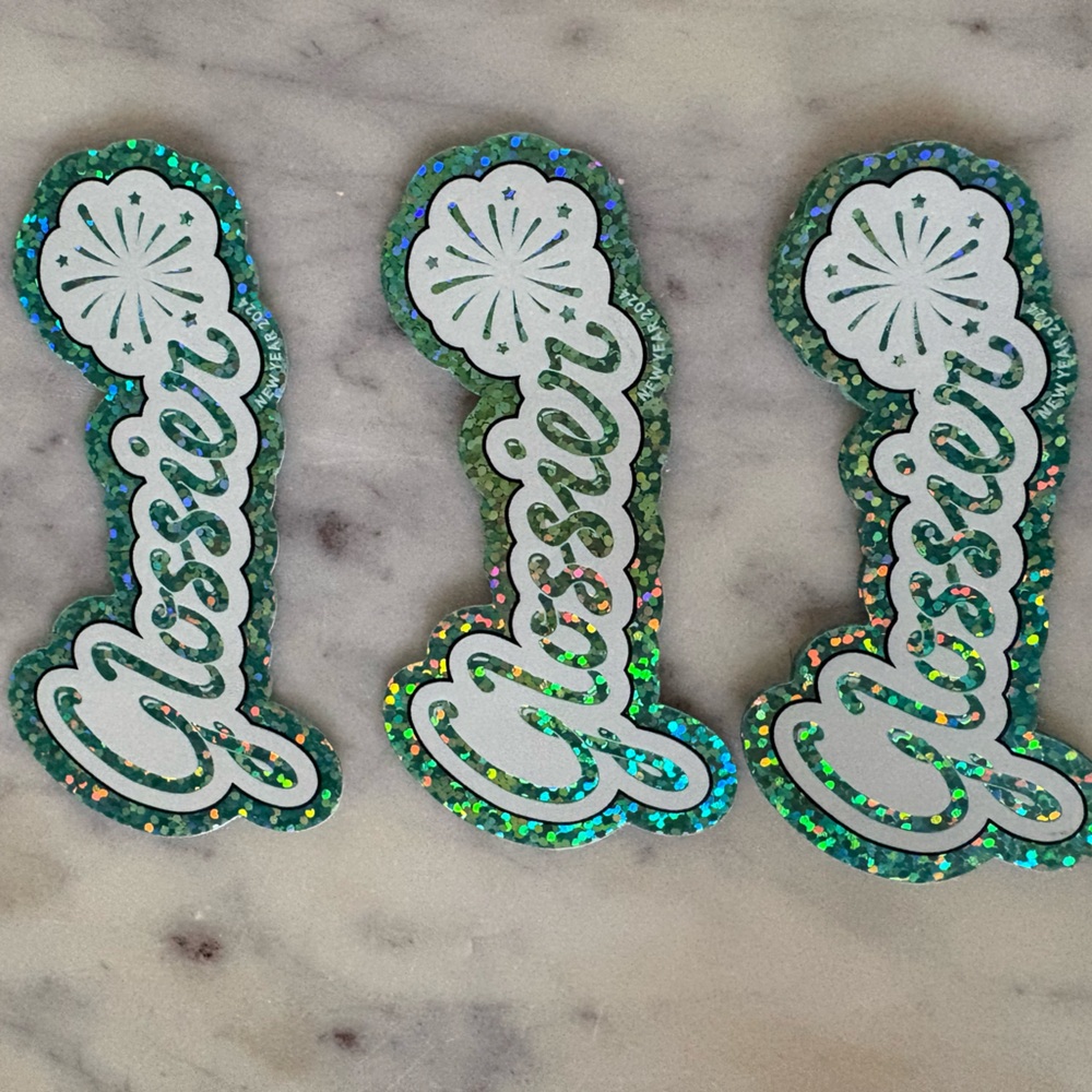 Glossier Winter 2024 Sparkling Green Stickers
